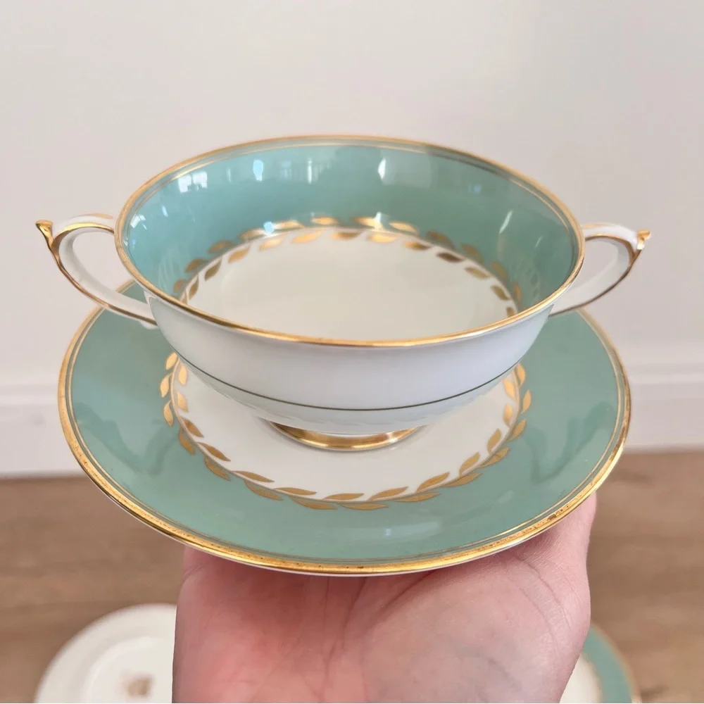 1950s PARAGON Z1280 - Golden‎ Laurel Tea Set - 3 Bread Plates, 5 Cups, 5 Saucers